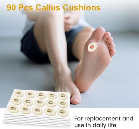 90 Pcs Corn Cushions for Toes and Feet, Round Shapes Self-Stick Adhesive Latex Foam Pads, Corns, Blisters and Feet From Pressure and Friction, Callus Cushions for Foot Comfort and Pain Relief in Kuwait