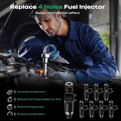 حقن الوقود 8 PCS 12580426 متوافق مع شيفروليه أفالانش إكسبربان 1500 ، سيلفرادو 1500 2500 ، تاهو سييرا 1500 ، يوكون XL 1500 2005-2007 5.3L ، استبدل# FJ502 in Kuwait