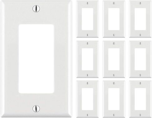 Cmple - 10 Pack Flexible Adapter Insert for Decorator Wall Plate 1-Gang Wall Plate with Flexible Opening Pass Through Single Gang Wall Plate for Cables - White in Saudi Arabia
