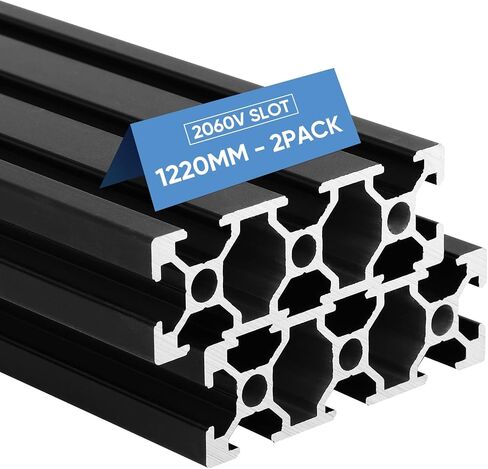 FAHKNS 2PCS 2060 Aluminum Extrusion European Standard, V Slot Extruded Aluminum, 2000mm Length Anodized Linear Rail for 3D Printer Engraving Machine Workbench DIY Black in Kuwait
