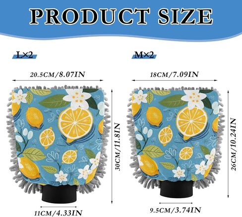Absorbent Microfiber Car Wash Drying Mitts, 2 Pack, Scratch-Free & Lint-Free, Rich Foam, Highly Absorbent, Double Sided, Wash Mitt Perfect for Car Washing, M, Cute Lemon (7) in Saudi Arabia