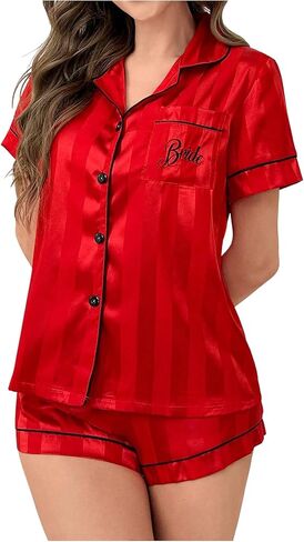 SHENHE Women's 2 Piece Satin Pajama Set Leopard Short Sleeve Button Down Pj Shorts Set in Saudi Arabia
