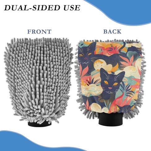 Absorbent Microfiber Car Wash Drying Mitts, 2 Pack, Scratch-Free & Lint-Free, Rich Foam, Highly Absorbent, Double Sided, Wash Mitt Perfect for Car Washing, M, Cat (35) in Saudi Arabia