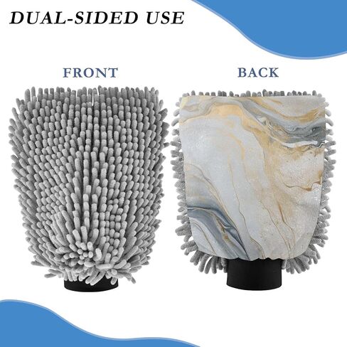 Absorbent Microfiber Car Wash Drying Mitts, 2 Pack, Scratch-Free & Lint-Free, Rich Foam, Highly Absorbent, Double Sided, Wash Mitt Perfect for Car Washing, L, Marble Gold White in Saudi Arabia