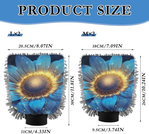Absorbent Microfiber Car Wash Drying Mitts, 2 Pack, Scratch-Free & Lint-Free, Rich Foam, Highly Absorbent, Double Sided, Wash Mitt Perfect for Car Washing, L, Sunflower (14) in Saudi Arabia