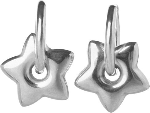 Stainless Steel Puffy Star Huggie Hoop Earrings, Sold as a Pair in Saudi Arabia