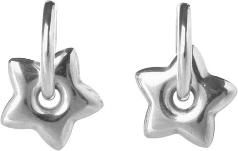 Stainless Steel Puffy Star Huggie Hoop Earrings, Sold as a Pair in Saudi Arabia
