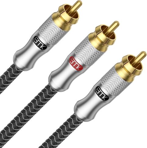 EMK RCA to 1/4 Cable, Dual RCA to Dual 1/4 inch TS Stereo Audio Interconnect Cable Patch Cords for Home Theater,Amplifiers,Guitar,Keyboard Piano,Mixing Console,DVD Player,Speaker(2Ft/0.6M,Silver) in Kuwait