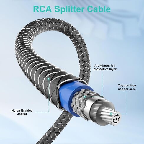 EMK RCA to 1/4 Cable, Dual RCA to Dual 1/4 inch TS Stereo Audio Interconnect Cable Patch Cords for Home Theater,Amplifiers,Guitar,Keyboard Piano,Mixing Console,DVD Player,Speaker(2Ft/0.6M,Silver) in Kuwait