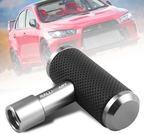 W-POWER Ralliart 4" Alloy T Handle Gear Shift Knob, Heavy Manual Car Gear Stick Shifter with Leather Covered Fit Most MT Transmission Vehicles, Aircraft Joystick Transmission Racing Gear (Black) in Saudi Arabia