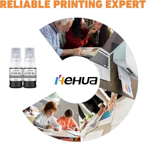 hehua GI-25 Pigment Refill Bottles Ink Replacement for Canon GI25 GI 25 Ink Bottles Compatible with Canon MAXIFY GX1020 GX2020 Inkjet Printers 4 Pack 190ML (Black Cyan Magenta Yellow) in Saudi Arabia