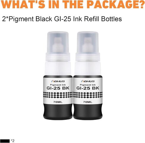 hehua GI-25 Pigment Refill Bottles Ink Replacement for Canon GI25 GI 25 Ink Bottles Compatible with Canon MAXIFY GX1020 GX2020 Inkjet Printers 4 Pack 190ML (Black Cyan Magenta Yellow) in Saudi Arabia