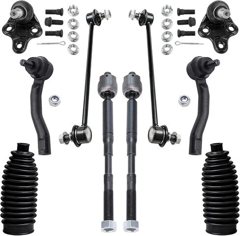 Detroit Axle - Front 10pc Suspension Kit for Toyota 2003-2008 Corolla, 2 Sway Bars 2 Lower Ball Joints 4 Outer Inner Tie Rod Ends 2 Boots 2004 2005 2006 2007 Replacement in Saudi Arabia