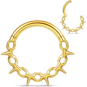 1pc حلقات أنف التيتانيوم هوب 16g قطرها متعدد النقاط قطرها 8 مم/10 مم حلزوني دايث روك قرطا مفصلي ASTM F136 حلقات الحاجز حلقة حلقة الفرس ثقب الفضة اللون الأسود in Kuwait