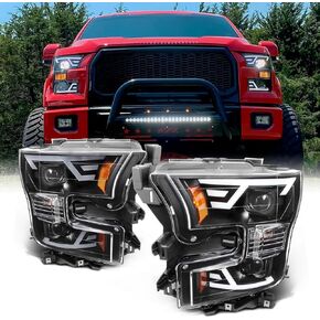 AKKON-لعام 2015 2016 2017 Ford F-150 Pickup Black Housing Dual LED-DRL Light Bar المصباح الأمامي in Kuwait