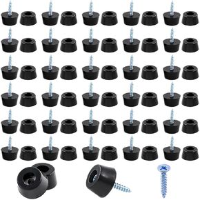 Hilitchi 50-Pcs Round Black Rubber Feet Bumpers Pads with Matching Screws with Built in Stainless Steel Washer for Cutting Board Amps Cabinet Desk Tables Couches(30×22×15mm) in Saudi Arabia