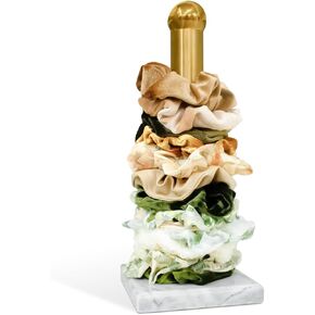 Luxori Scrunchie Holder رخام حقيقي- إكسسوارات الشعر منظم ديكور غرفة ذهبية للبنات في سن المراهقة شعر Scrunchie منظم Scrunchie حامل سوار Scrunchie عرض برج المجوهرات in Saudi Arabia