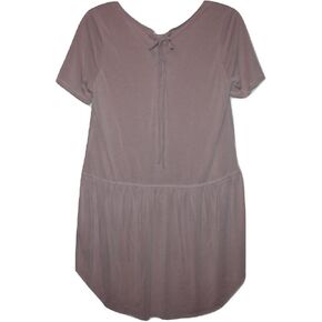 Mote Women's Fluid Modal Knit Tunic Top with Wide Ruffle Hi Lo Hem and Back Neckline Tie in Saudi Arabia