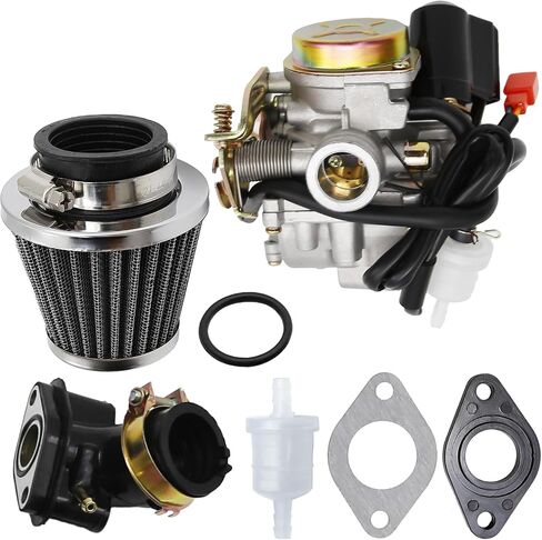 139Qmb 50cc مجموعة المكربن لـ Gy6 49cc 4 سكوتر السكتة الدماغية Taotao Kymco Go Kart PD18J PD19J محرك MOPED 18 ملم CARB+مرشح الهواء المنوع in Saudi Arabia