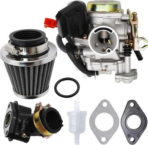 139Qmb 50cc مجموعة المكربن لـ Gy6 49cc 4 سكوتر السكتة الدماغية Taotao Kymco Go Kart PD18J PD19J محرك MOPED 18 ملم CARB+مرشح الهواء المنوع in Saudi Arabia