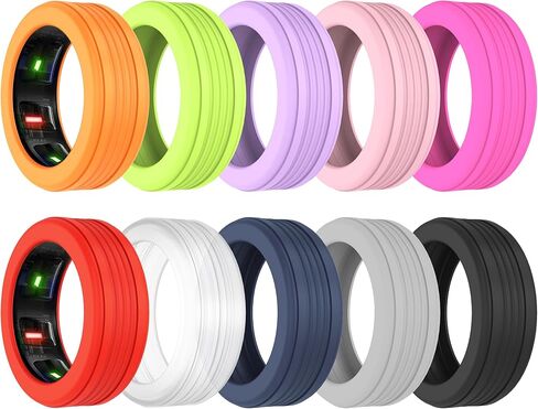 Ring Cover for Oura Ring/Galaxy Ring,10 Pack Skin-Friendly Anti-Scratch Soft Elatsic Silicone Ring Protector for Oura Ring 3/4/Samsung Galaxy Ring for Working Out Gym Men/Women,S for 6/7/8/9/10 in Kuwait