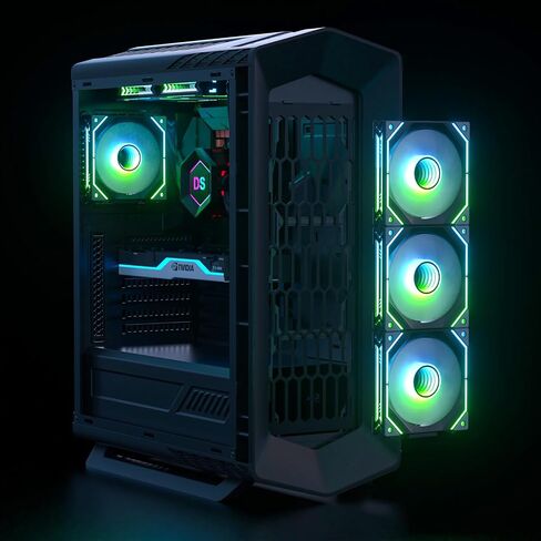 120MM RGB Fan, Wireless Splicing Reversing Fans with Mini Controller for Computer Case and CPU Cooling, 240 360 Liquid Cooling (3Pack, KB Series) in Saudi Arabia