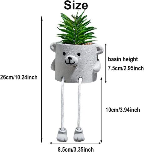 Artificial Succulents in Pots with Hanging Leg, Cute Fake Mini Faux Decor for Home, Office, and Shelf (Smiley Face Design) in Saudi Arabia