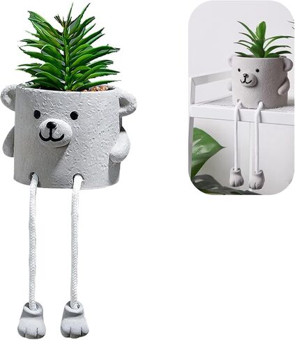 Artificial Succulents in Pots with Hanging Leg, Cute Fake Mini Faux Decor for Home, Office, and Shelf (Smiley Face Design) in Saudi Arabia