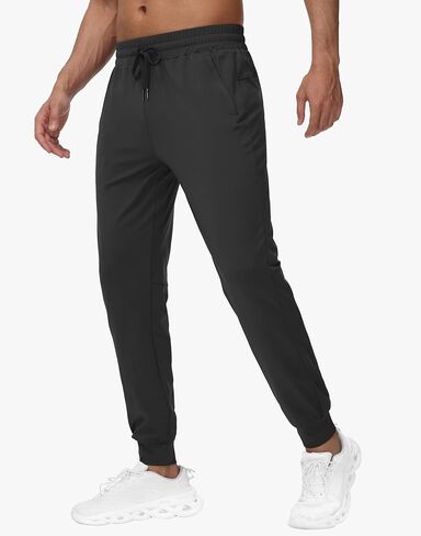 JWM Men's Fleece Joggers with 3 Zipper Pockets - Winter Warm Athletic Pants Workout Gym Yoga Track Tapered Sweatpants for Men in Kuwait