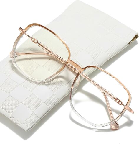 Reading Glasses for Women, Oversized Rectangular Readers Ultralight HD Metal Drilled Metal Fashion Frame in Saudi Arabia