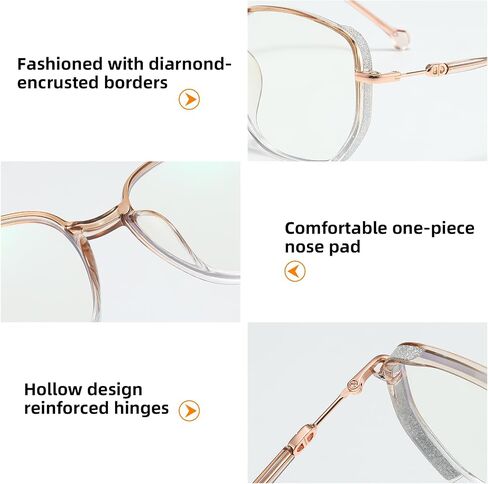 Reading Glasses for Women, Oversized Rectangular Readers Ultralight HD Metal Drilled Metal Fashion Frame in Saudi Arabia