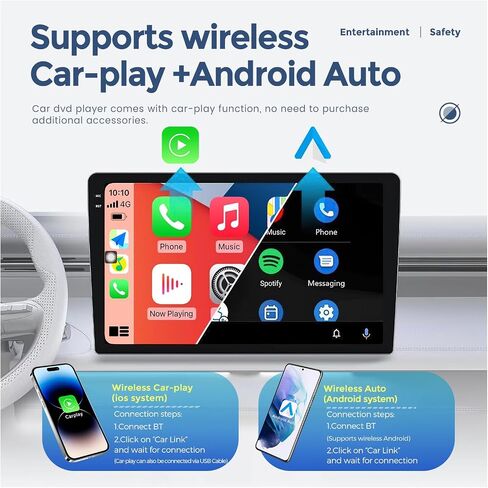 MekeDetech Android Car Stereo لـ Dodge Challenger 2008 2009 2010 2011 2012 2014 Unit Head ، 1280 * 720 ترقية شاشة تعمل باللمس مع 4G LTE Wireless Carplay/Android Auto ، 8 Core 2+32g ، Black in Kuwait