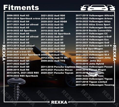 Rexka 10 Sets Bumper Cover Nut Screw Kits for Audi A3 A4 A5 A6 A7 Q3 Q4 Q5 Q7 Q8 S3 S4 S5 S6 S7 TT - WHT006099 N90974701 - Audi T25 Torx Screws Nylon Nuts Kit in Saudi Arabia