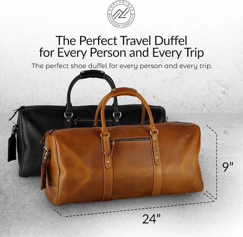 Premium Full-Grain Leather Duffle Bag for Men & Women | 20-Inch Handcrafted TSA Approved Carry-On Weekender Travel Bag with Multiple Pockets & Compartments by Northridge Leather (Antique Brown) in Saudi Arabia