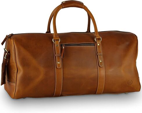 Premium Full-Grain Leather Duffle Bag for Men & Women | 20-Inch Handcrafted TSA Approved Carry-On Weekender Travel Bag with Multiple Pockets & Compartments by Northridge Leather (Antique Brown) in Saudi Arabia
