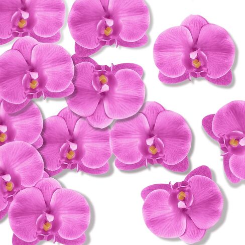 LARDUX 20 PCS رؤوس زهرة أوركيد الاصطناعية - رؤوس زهرة الفراشة المزيفة فو ، رأس زهرة رأس الكعك على ملحقات الشعر قبعات الحرف الزفاف - الوردي - الوردي in Kuwait
