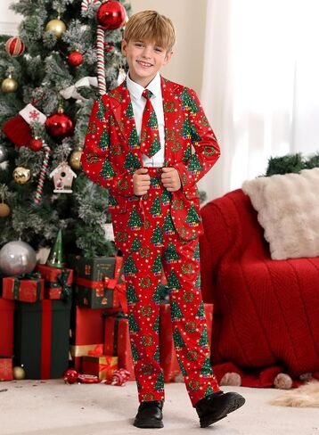 Christmas Boys Ugly 3 Piece Suits with Jacket, Pants & Tie 5-14 Years in Kuwait