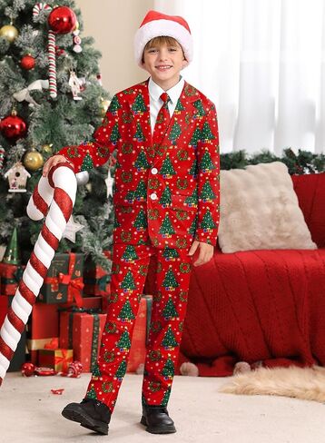 Christmas Boys Ugly 3 Piece Suits with Jacket, Pants & Tie 5-14 Years in Kuwait