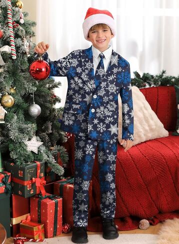 Christmas Boys Ugly 3 Piece Suits with Jacket, Pants & Tie 5-14 Years in Kuwait
