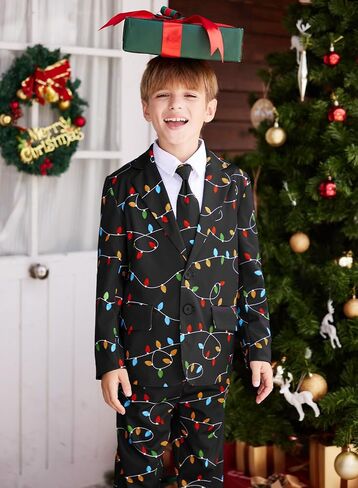 Christmas Boys Ugly 3 Piece Suits with Jacket, Pants & Tie 5-14 Years in Kuwait