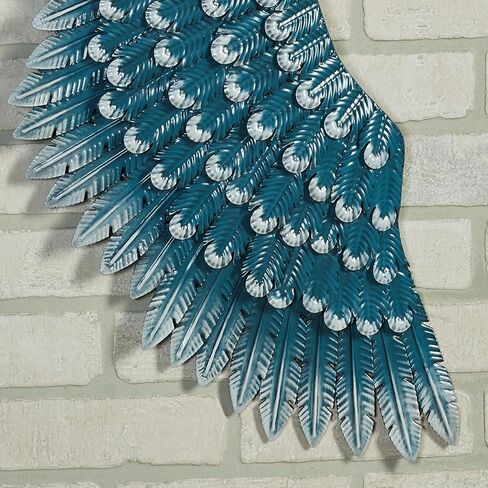 Heron Journey Coastal Metal Wall Sculpture | Handpainted Bold Blue Hues with Bronze Accents | Beautiful Flying Heron Bird Wall Art with Intricate Layered Feathers | Indoor or Outdoor Year-Round Use in Kuwait