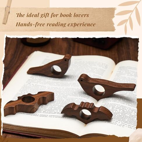 Honoson 4 Pcs Cat Dog Thumb Book Page Holder Walnut Wood Book Thumb Holder for Reading 2 Sizes Ideal Bookworm Gifts for Women Men Reading Accessories Literature Gifts in Saudi Arabia