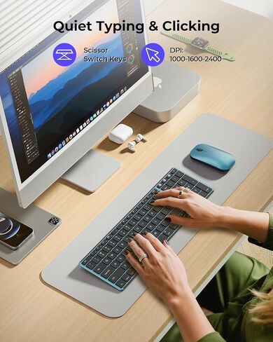 لوحة مفاتيح وماوس بلوتوث لاسلكي لجهاز Mac، لوحة مفاتيح وماوس رفيعة قابلة لإعادة الشحن متعددة الأجهزة من الفولاذ المقاوم للصدأ بالحجم الكامل، متوافقة مع MacBook Pro/Air، iPad، iMac - رمادي فضائي in Saudi Arabia