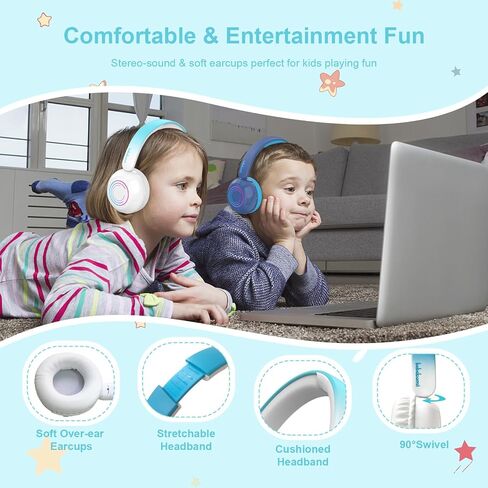 Bluetooth Headphones On-Ear Wireless Headphone with Mic Aux 3.5mm Cable Included HiFi Stereo Foldable Lightweight Headset Deep Bass for Home School Cellphone PC in Saudi Arabia