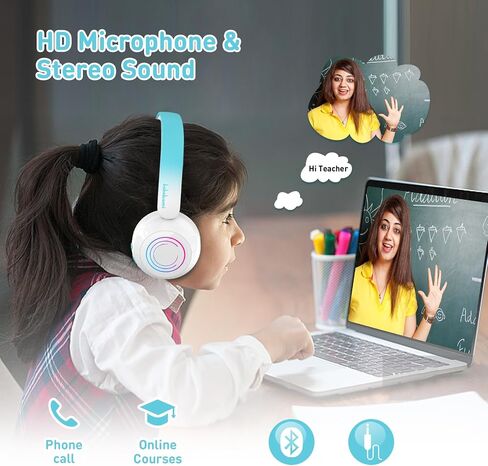 Bluetooth Headphones On-Ear Wireless Headphone with Mic Aux 3.5mm Cable Included HiFi Stereo Foldable Lightweight Headset Deep Bass for Home School Cellphone PC in Saudi Arabia