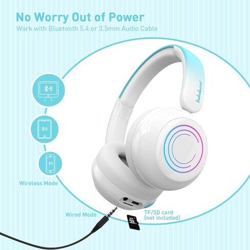 Bluetooth Headphones On-Ear Wireless Headphone with Mic Aux 3.5mm Cable Included HiFi Stereo Foldable Lightweight Headset Deep Bass for Home School Cellphone PC in Saudi Arabia