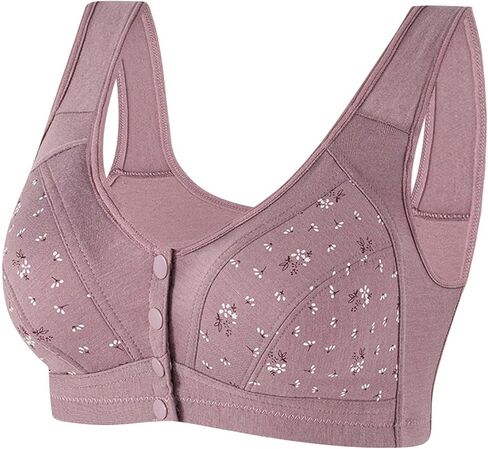 Daisy Bras for Older Women Comfort Soft Breathable Bra Wireless Front Closure Bras No Underwire Senior Snap Closing in Saudi Arabia