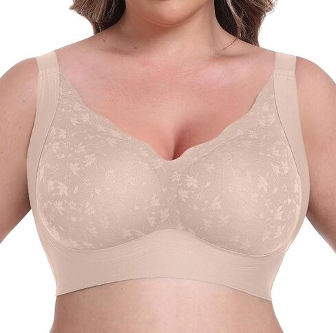 Olrik Plus Size التغطية الكاملة حمالات الصدر مبطنة برفق الراحة اللاسلكية الداعمة الداعمة اليومية bralettes للنساء (L-4XL) in Kuwait