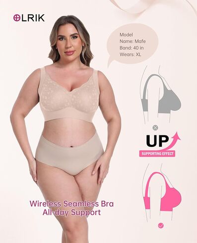 Olrik Plus Size التغطية الكاملة حمالات الصدر مبطنة برفق الراحة اللاسلكية الداعمة الداعمة اليومية bralettes للنساء (L-4XL) in Kuwait