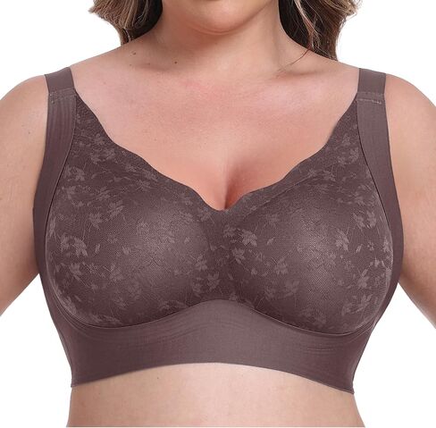 Olrik Plus Size التغطية الكاملة حمالات الصدر مبطنة برفق الراحة اللاسلكية الداعمة الداعمة اليومية bralettes للنساء (L-4XL) in Kuwait